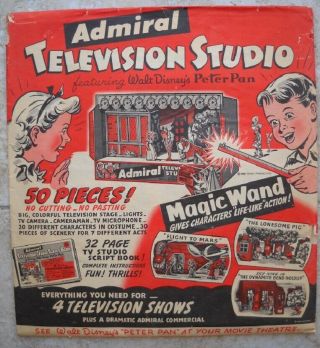 Vintage 1953 Admiral Television Studio,  Peter Pan,  Flight To Mars,  Sky King