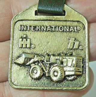 Vintage Ih International Harvester Construction Equipment Brass Watch Fob,  Strap
