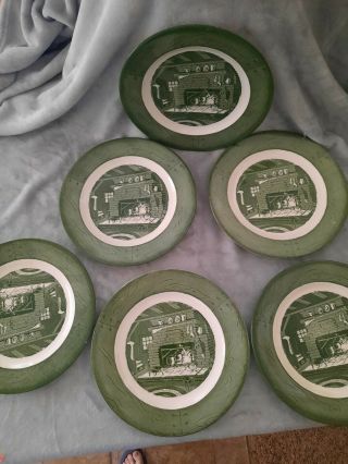 Colonial Homestead Green By Royal 10 " Dinner Plates,  Set Of 6