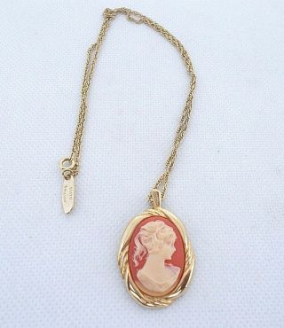 Vintage Whiting And Davis Cameo Necklace