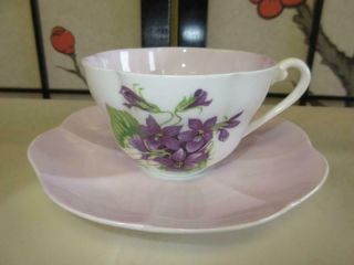 Rare Vtg Shelley England Flower Dainty Cup Saucer Violets Flower Bone China Tea