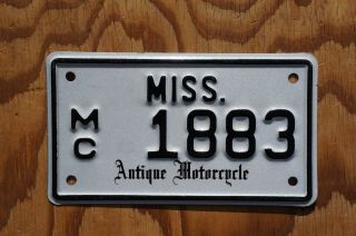Embossed 2012 Mississippi Antique Motorcycle License Plate 1883