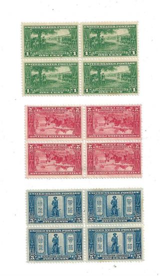 U S Stamps Scott 617 - 619 Lexington Concord Blocks Of 4 Cv 96.  00