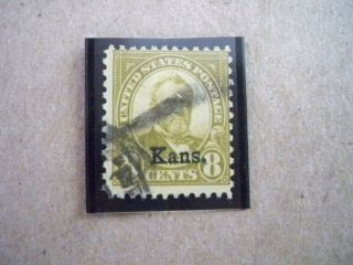 Usa,  1929 Issue,  8 Cent Grant,  " Kans " Over Print,  Olive Green Scott 666.