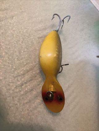 Heddon Tadpolly Spook Yellow Shore X - Ray Fishing Lure 3 " Long 3/8 Oz Vtg Muskie
