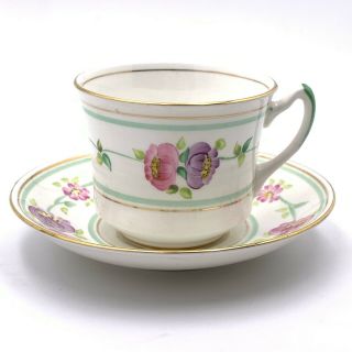 Vintage Adderley English Fine Bone China Tea Cup & Saucer Set Pink Gold Flowers