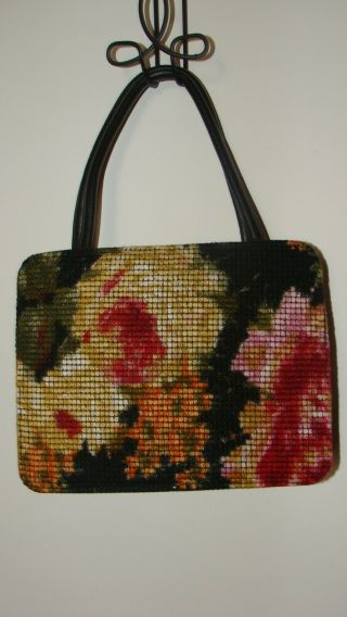 Vintage Floral Tapestry Carpet Double Kiss Lock Purse Handbag Unique
