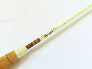Vintage Boat Rod By Angler W/ Hard Wood Handle Made In St.  Claire Wi.  Usa
