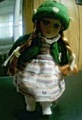 Madame Alexander 8 " Doll Wearing A Multi Colored Dress With Green Jacket And Ha