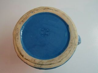 Antique UHL Pottery Blue Stoneware Pitcher - - Grapes & Lattice - - Huntingburg,  Ind 3