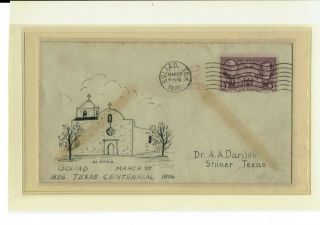 776 Goliad Texas Centennial 3/27/1936 Peterson? Hand - Inked Cover To Shiner