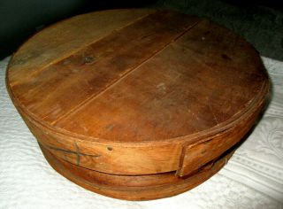 Antique Primitive Round Wood Cheese Pantry Storage Box Rustic Shaker Style