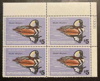 Tdstamps: Us Federal Duck Stamp Scott Rw45 Nh Og Tiny Gum Dist P Block Of 4