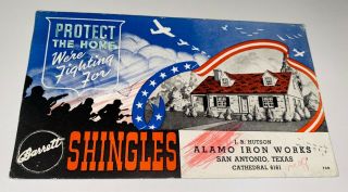 Rare Antique American World War Ii Alamo Irons Wwii Ink Blotter Texas Us