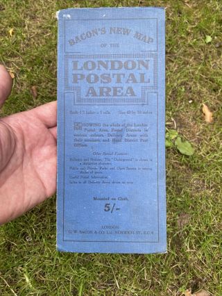 Antique Map Bacons Map Of London Postal Areas Linen Backed Folding Map