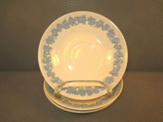 Set Of 3 Wedgwood Queensware Blue On Cream Tea Or Coffee Cup Saucers
