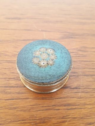 VINTAGE ANTIQUE BRASS AND CERMAIC PILL BOX 2