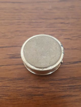 VINTAGE ANTIQUE BRASS AND CERMAIC PILL BOX 3