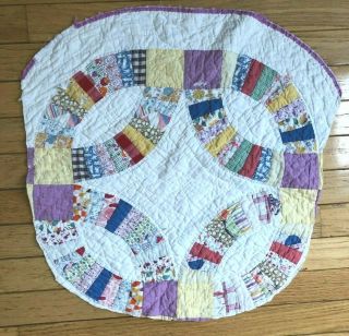 Vintage Antique Double Wedding Ring Quilt Cutter Piece For Crafts 20 " X 20 "
