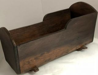 Antique Vintage Wooden Baby Doll Cradle Rocking Hand Crafted Collectible Toys