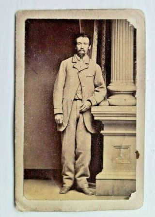1860`s Antique United States Entertainer Photo With 1863 3 Cents Stamp On Back
