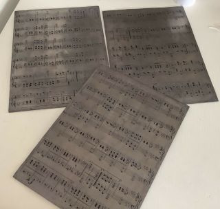 Lead Music Printing Plates Vintage Sheet Music 8x11 Inch