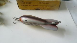 Fishing Lure Bomber 3¾ " Overall Vintage Wood Deep Diver In A Vintage 607 Box