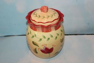 Pfaltzgraff Napoli Stoneware Pottery Hand Painted Floral Medium Canister Jar Lid