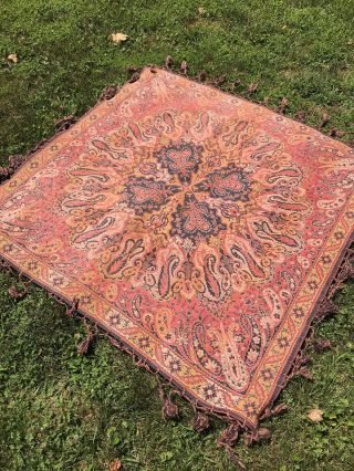 Antique European Fringed Brocade Rug/piano Cover/tablecloth