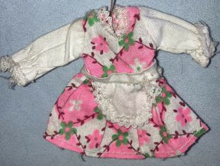 Vintage Pippa Topper Dawn Dolls Pink Floral Pak Fashion Mini Pinafore Dress