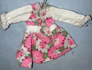 Vintage Pippa Topper Dawn Dolls Pink Floral Pak Fashion Mini Pinafore Dress 2