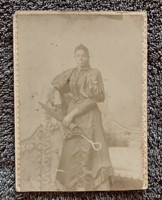 Antique Cabinet Card Photo - African American Black Woman In Victorian Era Dress