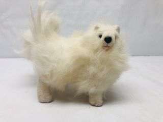 Vintage 1991 Mattel Barbie Stuffed White Furry Toy Afghan Dog 7 Inch 1990s Toy