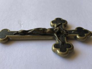 Antique Brass & Onyx,  Bog Oak,  Vulcanite? Cross Crucifix Pendant 2