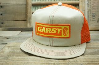 Vintage Garst Seed Mesh Snapback Trucker Cap Hat Patch K Brand Made In Usa