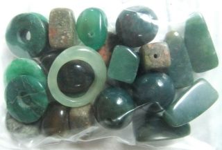 Vintage Polished Gemstone Beads - Jasper,  Agate,  Jade,  Pendants & Various Shapes