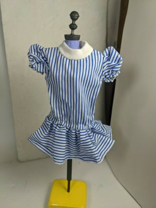 Vintage Barbie Clone Outfit Blue White Striped Dress 80s 90s