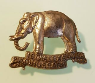 Vintage 19th (alexandra P.  W.  O) Hussars - Metal Regimental Military Cap Badge