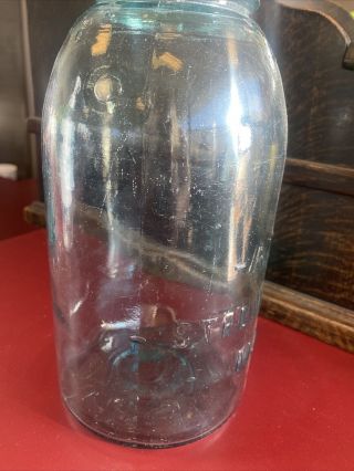 Vintage Atlas Strong Shoulder Blue Mason Canning Jar Half Gallon w/ Zinc Lid 3