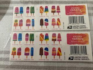 Usps The Frozen Treats 40 Postage Stamps (2 Books Of 20)