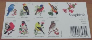 Usps Stamps Songbirds 20 First - Class Forever Stamps Fine Booklet