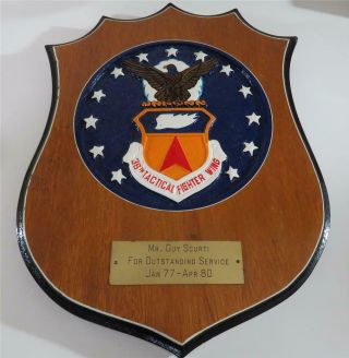 Us Air Force 36th Tactical Fighter Wing Vintage Wood Wall Plaque