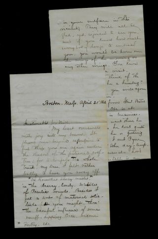 1866 Boston,  Ma Letter To 8th Connecticut Civil War Soldier,  Re: Andrew Johnson