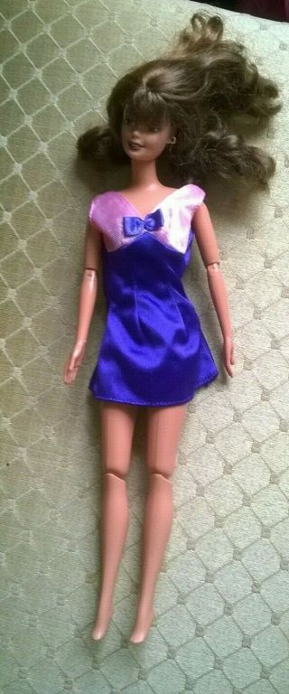 Vintage 1993 Mattel Barbie Doll In Blue & Pink Dress.  Charity