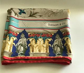 Tiffany & Co.  100 Silk Scarf 35” Made In Italy Hand Rolled Vintage