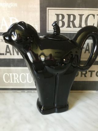 Vintage Carlton Ware Black Cat And Mouse Art Deco Style Teapot Vgc