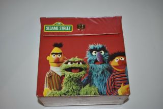 Vintage Sesame Street 45 Rpm Vinyl Red Cardboard Record Case Box,  Bert & Ernie