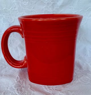 Fiesta Square Mug Scarlet Red Homer Laughlin Coffee 4.  75 " Tall