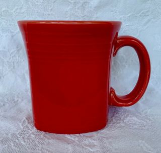 Fiesta Square Mug Scarlet Red Homer Laughlin Coffee 4.  75 