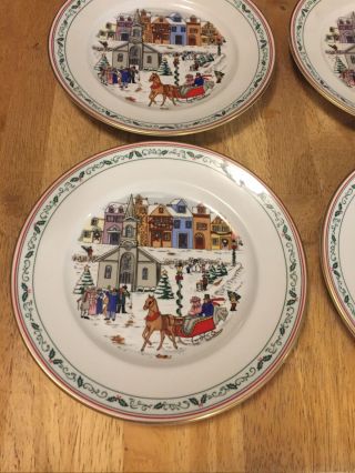 6 Royal Worcester Village Christmas Salad Plates 8 1/4 
